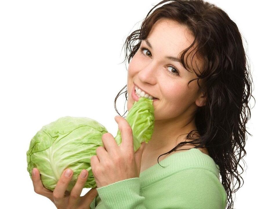 girl eats cabbage for breast augmentation