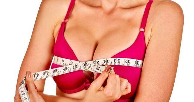 Breasts that have become larger after having pads applied